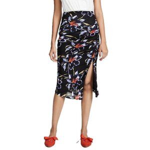 Diane Von Furstenberg Side Cinch Skirt In Lanell Black Sz S